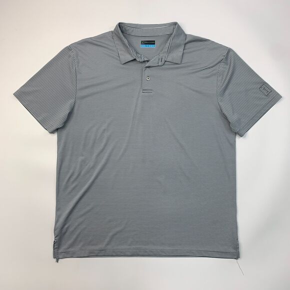 PGA Tour Golf Polo Shirt Mens XL Gray Striped Lightweight Performance Side Vents - Picture 2 of 10